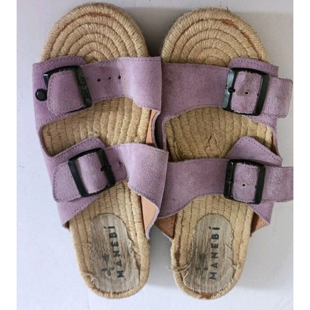 Manebi Womens Nordic Slides Size 8.5 Lavender Purple Double Strap Slip On Sandal - Picture 6 of 6